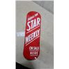Image 1 : "Read the Star Weekly on Sale Here" Red Porcelain Enamel Advertising Sign 7.6”×24” vintage