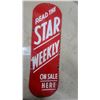 Image 2 : "Read the Star Weekly on Sale Here" Red Porcelain Enamel Advertising Sign 7.6”×24” vintage