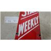 Image 4 : "Read the Star Weekly on Sale Here" Red Porcelain Enamel Advertising Sign 7.6”×24” vintage