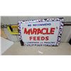 Image 1 : "Miracle Feeds" Livestock and Poultry Vintage Enamel Advertising Sign 24”×36”