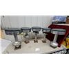 Image 1 : Set of Five Vintage Commercial Diner Stools With Green Vinyl Seats and Chrome Bell Bases 21.6”