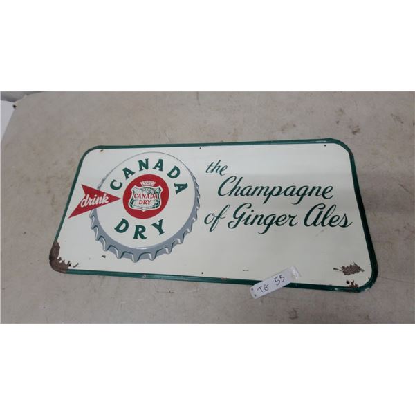 1963 Canada Dry "Champagne of Ginger Ales" tin embossed Advertising Sign