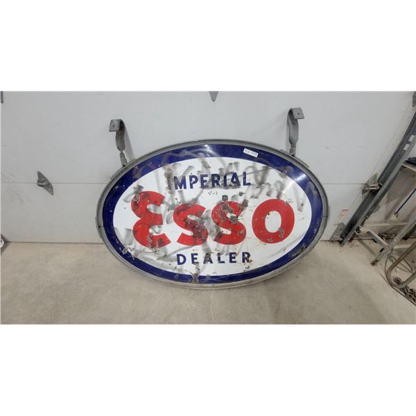 Imperial Esso Dealer Double-Sided Porcelain Enamel Oval Sign, 40” × 60”