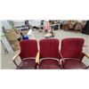 Image 4 : Set of Three Vintage Theater Chairs With Red Velvet Backs and Cast Iron Frame 63” wide