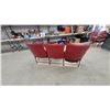 Image 8 : Set of Three Vintage Theater Chairs With Red Velvet Backs and Cast Iron Frame 63” wide