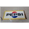 Image 1 : 1969 Pepsi Metal Advertising Sign with Yellow Border,, 12” × 29”