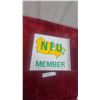 Image 1 : National Farmers Union Member flange 2 sided Sign with Yellow Canada Map and Green NFU Logo 12”×13”