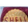 Image 3 : Modern Shell Oil Company Porcelain Enamel Scallop Shell Sign, Embossed Red Lettering, 19”×21”
