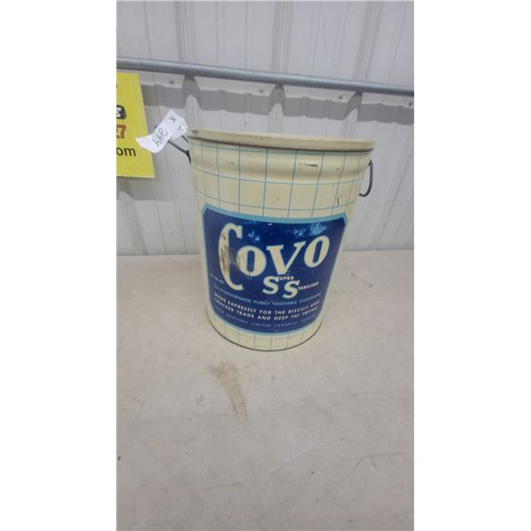 Vintage Covo SS Super Stabilized Vegetable Shortening 50-Pound Tin Pail, Lever Brothers Toronto