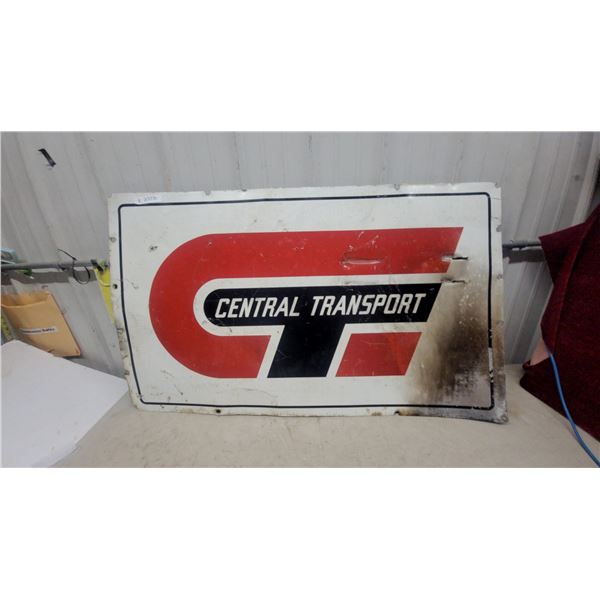 Vintage Central Transport Metal Advertising Sign with Red "C" Logo 30”×50”