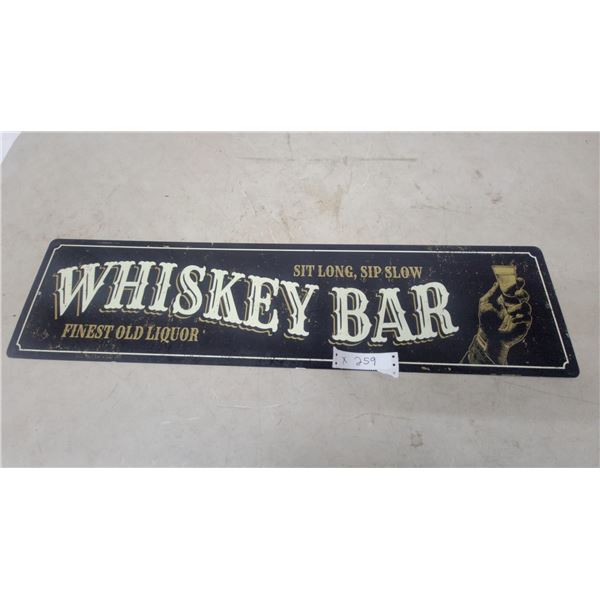 Vintage-Style "Whiskey Bar Finest Old Liquor Sit Long, Sip Slow" Decorative Metal Sign 9”×36”