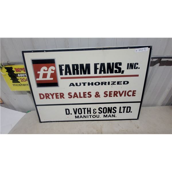 Farm Fans Inc. Authorized Dryer Sales and Service Sign, D. Voth and Sons Ltd. Manitou, Manitoba