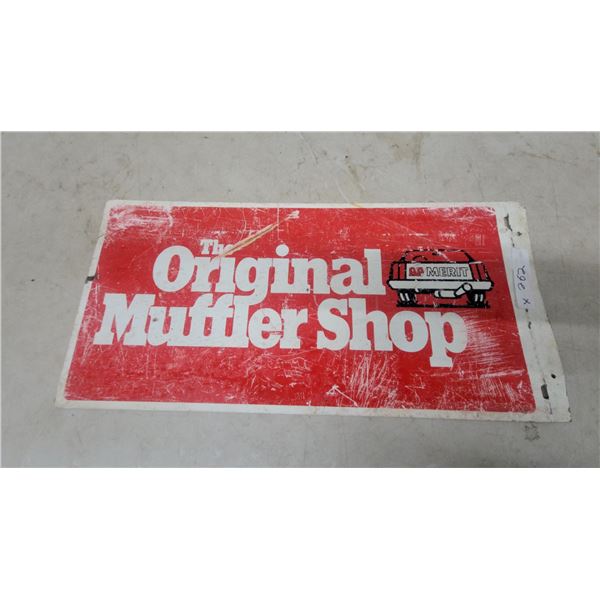 AP Merit "The Original Muffler Shop" Vintage Advertising metal flange 2 sided Sign 12”×24”