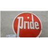 Image 3 : Vintage "Pride" R501 Dairy Route Sign, malmac, Red and Blue Ribbon Design 16”×22”