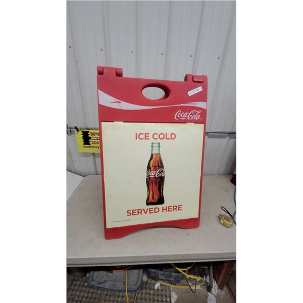 Coca-Cola "Ice Cold Served Here" Plastic A-Frame Sandwich Board Sign 24”×38”