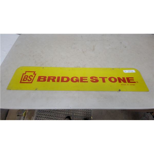 Vintage Bridgestone "BS" Advertising metal Sign, 2 sided Red and Yellow 7.6”×37.6”