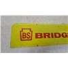 Image 2 : Vintage Bridgestone "BS" Advertising metal Sign, 2 sided Red and Yellow 7.6”×37.6”