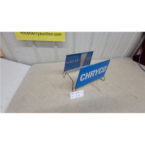 Vintage Chryco Metal Advertising tire stand Sign with Wire Frame