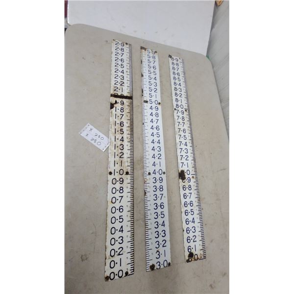 Set of 3 Province of Manitoba Water Resources Branch Enamel Water Level Staff Gauges, 0.0-8.9 Feet