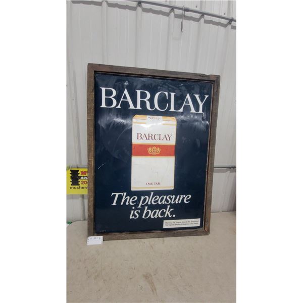 1982 Barclay Cigarettes “The Pleasure Is Back” Framed Tin Sign, Double-Sided