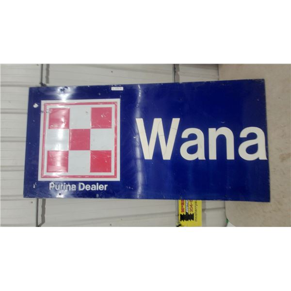 Purina Dealer "Wana" Checkerboard metal embossed Advertising Sign 30”×70”