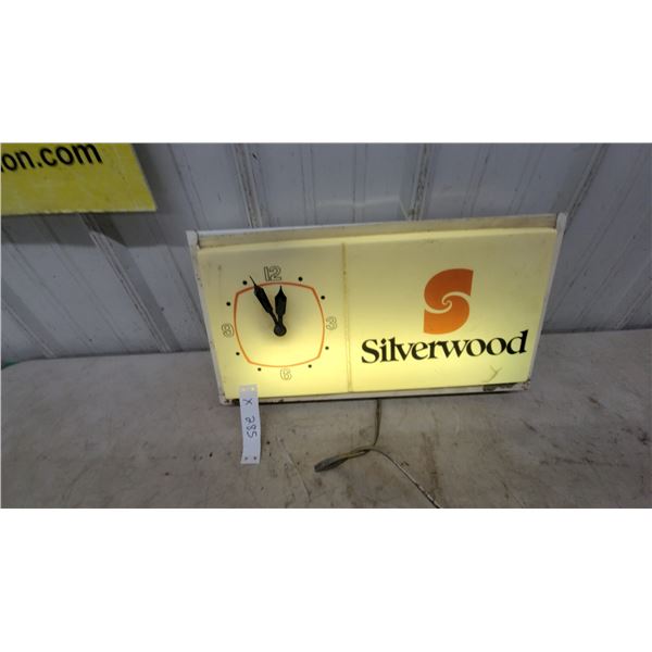Vintage Silverwood Dairy Illuminated Advertising Clock Sign 10”×18” working