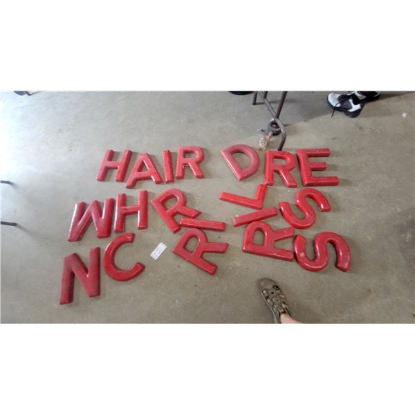 18 Red Three-Dimensional Plastic Sign Letters, Approx. 9” × 12”