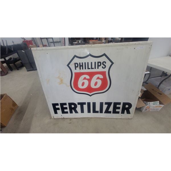 1956 Phillips 66 Fertilizer metal Dealership Sign with Shield Logo 48”×60”
