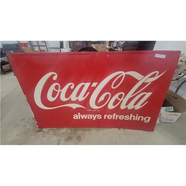 Vintage Coca-Cola "Always Refreshing" Metal embossed Advertising Sign, 1940s-1950s 59”×36”