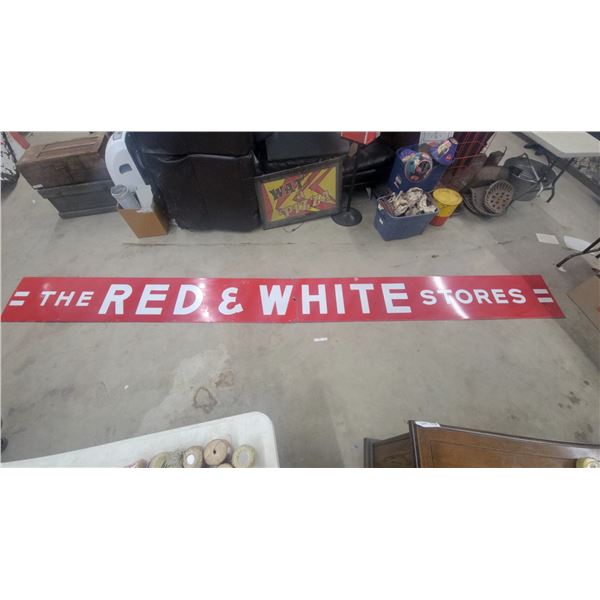 The Red and White Stores Porcelain Sign, 2-Piece, 18” × 196”