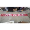 Image 1 : The Red and White Stores Porcelain Sign, 2-Piece, 18” × 196”