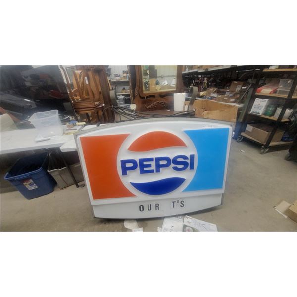Vintage Pepsi Illuminated Light-Up Box Sign with Globe Logo, 2-Sided
