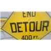 Image 2 : Vintage “End Detour 400 Ft.” Diamond-Shaped Metal Road Sign, 24” × 24”