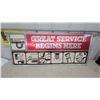 Image 1 : GM Authorized Service "Great Service Begins Here" metal embossed Advertising Sign, circa 1970s