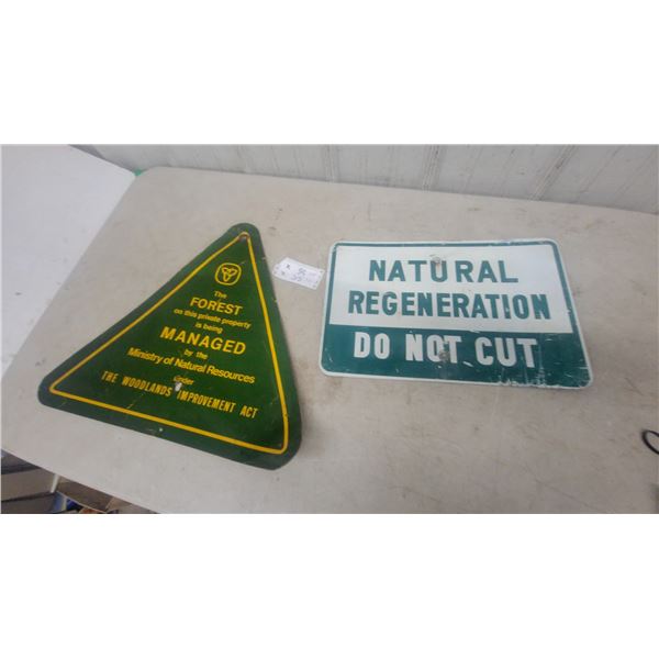 Two Vintage Forest Management Metal Signs: Ministry of Natural Resources