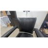 Image 4 : Vintage Emil J. Paidar Black Leather Hydraulic Barber Chair with Cast Iron Footrest