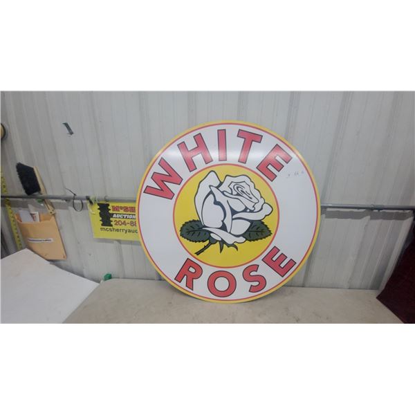 White Rose Gasoline and Oil Company Round Metal Advertising Sign, 36” Diameter