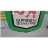 Image 4 : Vintage "We Give S and H Green Stamps" Double-Sided Shield-Shaped Metal Advertising Sign 30”×36”