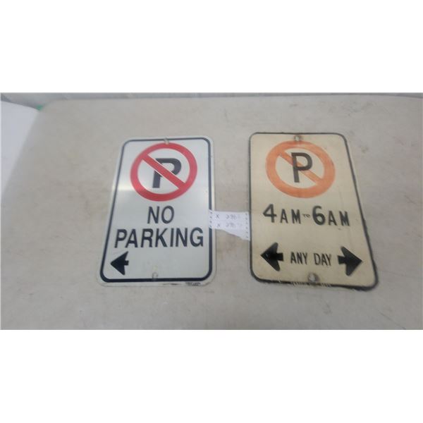 2 “No Parking” Metal Traffic Signs with Directional Arrows, 12” × 18”