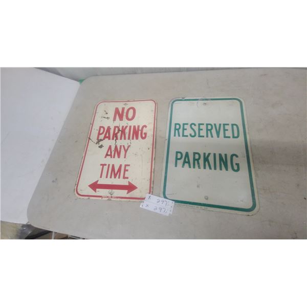 "No Parking Any Time" and "Reserved Parking" Metal Signs 12”×18”
