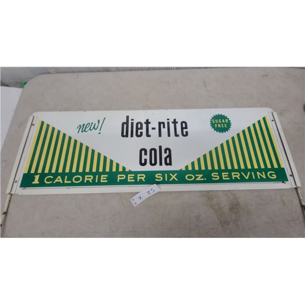 Vintage Diet-Rite Cola "New! Sugar Free 1 Calorie Per Six Oz. Serving" Tin Advertising Sign