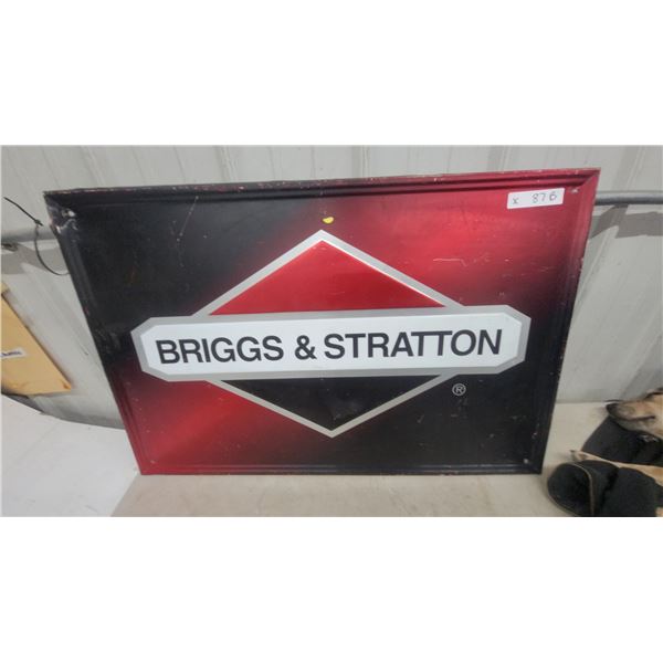Briggs and Stratton Metal Advertising Sign with Red and Black Diamond Logo 23”×35”