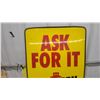 Image 2 : Pennzoil "Ask for It" Yellow Advertising Sign with Performance Protection Quality Tagline 24”×36”