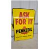 Image 5 : Pennzoil "Ask for It" Yellow Advertising Sign with Performance Protection Quality Tagline 24”×36”