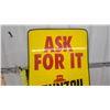 Image 6 : Pennzoil "Ask for It" Yellow Advertising Sign with Performance Protection Quality Tagline 24”×36”