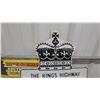 Image 2 : Vintage Ontario "The King's Highway 3” Metal Provincial Road Sign with St. Edward's Crown