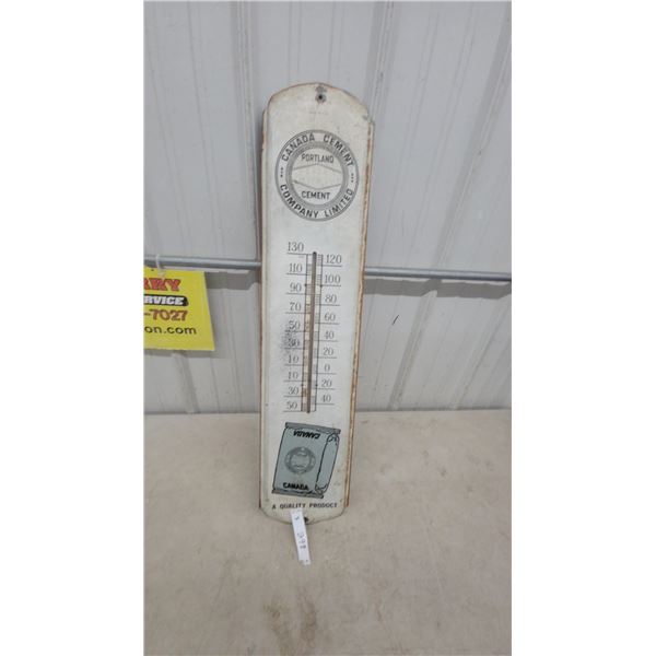 Vintage Canada Cement Portland Company Limited Advertising Thermometer, Metal, Made in U.S.A.