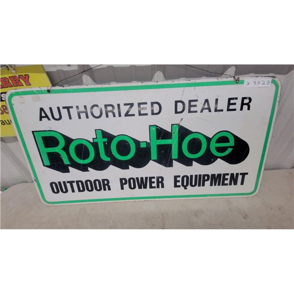 Roto-Hoe Authorized Dealer Outdoor Power Equipment Metal Advertising Sign 18”×36” double sided