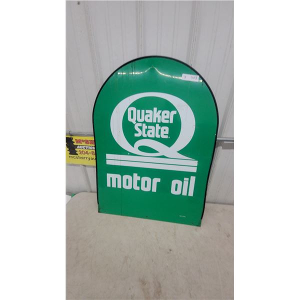 Quaker State Motor Oil Arched Top Fiberglass Advertising Sign 27”×36”