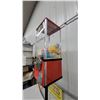 Image 4 : Capsule Vending Machine, $1 Loonie Coin Operated, Red and Chrome on Black Pole Stand 57” tall